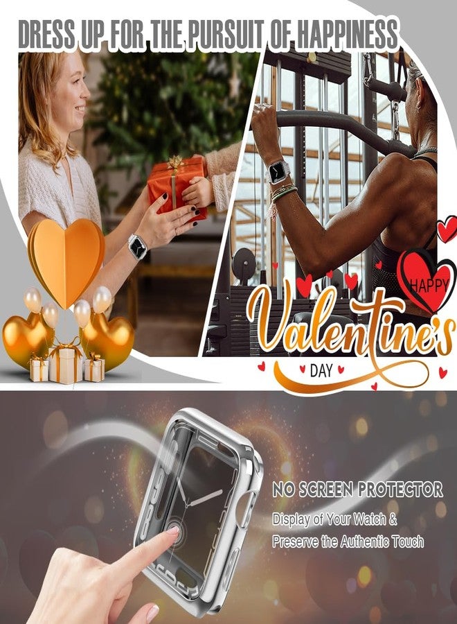 top4cus 44mm Case Soft Flexible Lightweight Anti-Scratch Overall Protective 44mm Iwatch Waterproof Cover Case Shiny Workout Shockproof Bumper Compatible with Apple Watch Series 6/SE/5/4 - Silver - Image 3